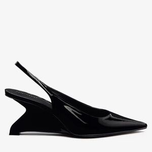 Reformation Westlyn Closed Toe Wedge, Size 7 in Black Patent